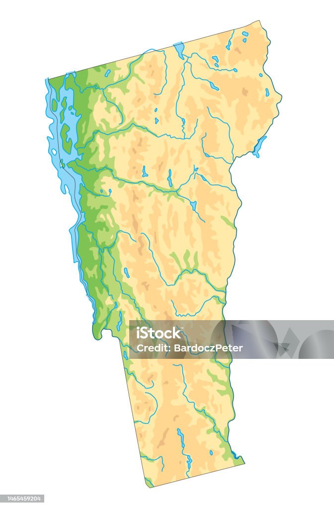 Vt H Map High Detailed Vermont Physical Map With Labeling Stock Illustration ...