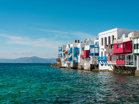 Mykonos, Greece. Waterfront in Little Venice, Mykonos.