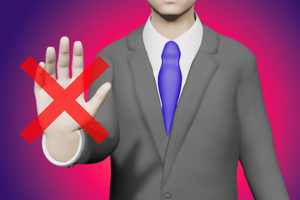 istock Businessman who puts out his hand and refuses. 1465460160
