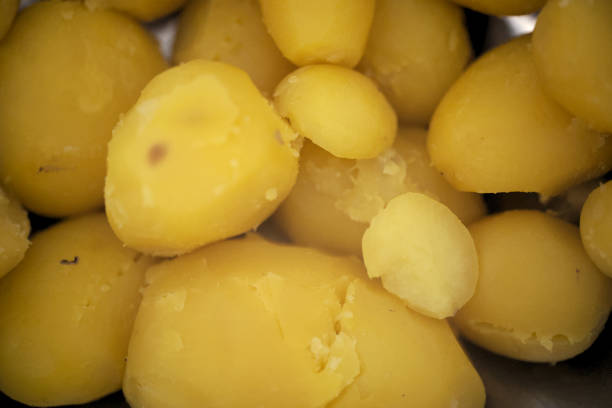 Boiled and peeled fresh potatoes
