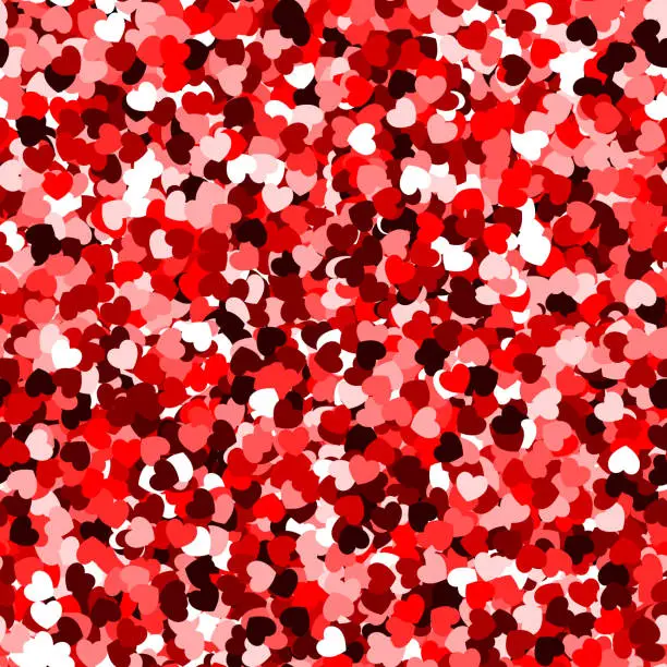 Vector illustration of Red confetti hearts seamless texture. Abstract background for Valentine's Day or Weddings and Mother's Day. Vector illustration