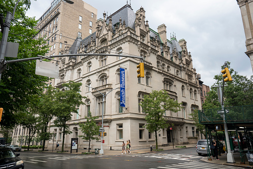 New York, NY, USA - July 8, 2022: The Jewish Museum, an art museum and repository of cultural artifacts, along Museum Mile on the Upper East Side of Manhattan, New York City.