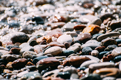 Close Up of the Pebbles on the Beach