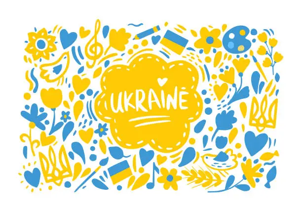 Vector illustration of Ukrainian symbols composition