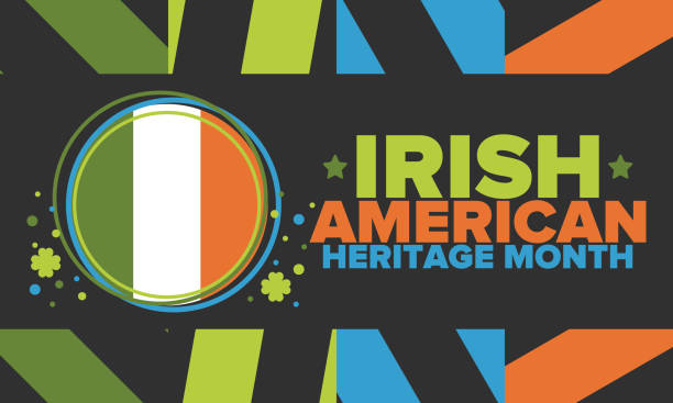 месяц ирландского американского наследия. ежегодный отмечается весь март в соединенных штатах. почетные достижения и вклад ирландских имм - традиционно ирландский stock illustrations