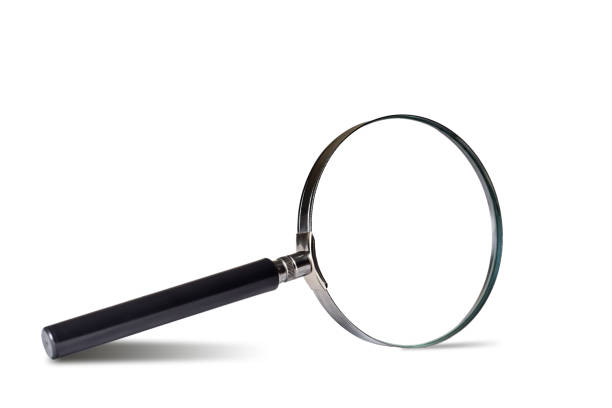 magnifier lens isolated on white background - magnifying glass lens holding europe imagens e fotografias de stock