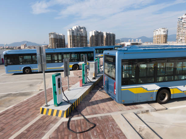 istock Electric bus charging pile 1465474688