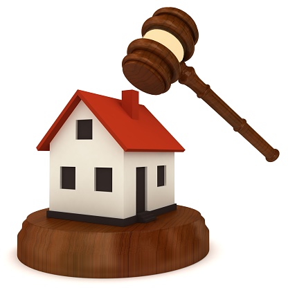 Real estate law house auction hammer gavel