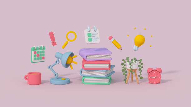 istock Productivite study or work concept. minimal cartoony 3D render illustration 1465477534