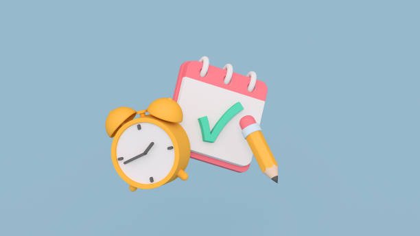istock Clock and check list minimal cartoony 3D render illustration 1465477536