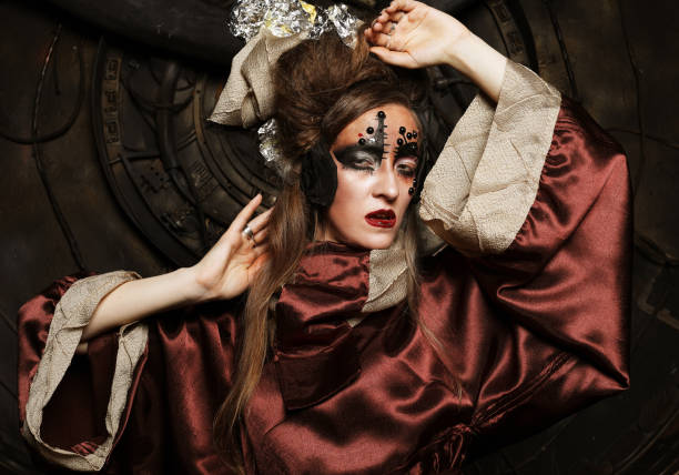 istock woman before a party or carnival. Bright creative makeup and hairstyle. 1465483610