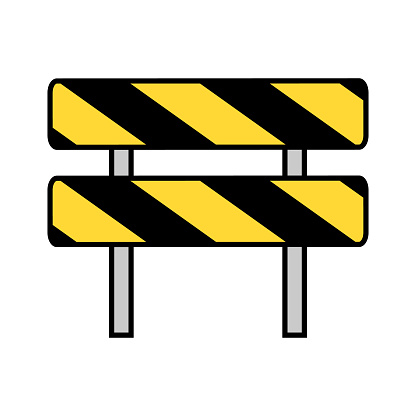 Barricade icon during construction. Editable vector.