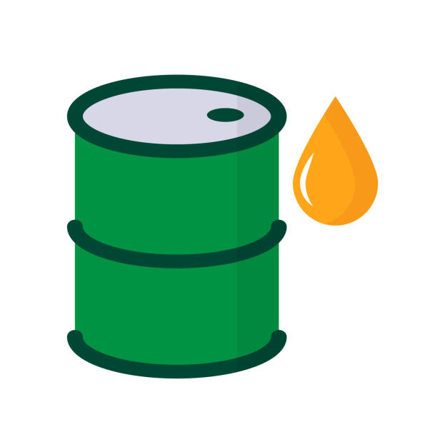 ilustraciones, imágenes clip art, dibujos animados e iconos de stock de líquido de petróleo crudo e icono de tambor. almacenamiento de combustible líquido. vector. - oil drum fuel storage tank barrel container