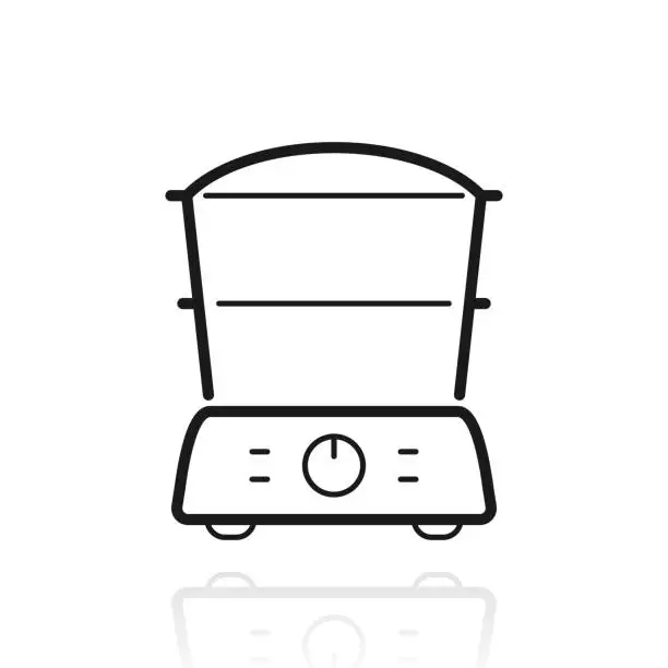 Vector illustration of Food steamer. Icon with reflection on white background