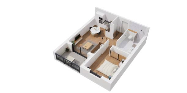 istock 3D rendered illustration of an apartment floor plan isolated on a white background 1465488800