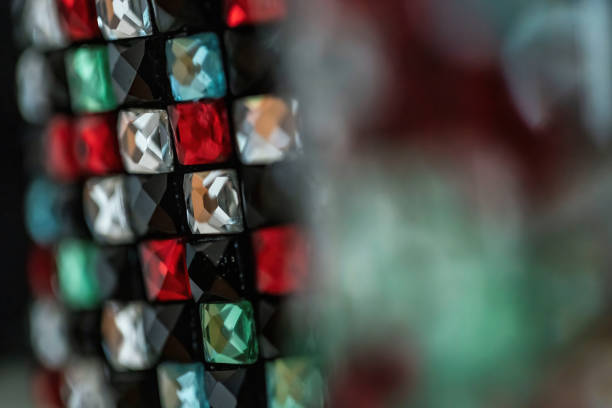 A selective focus shot of colorful mosaic diamond tile background