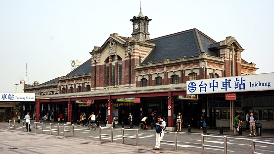 Taichung, Taiwan – November 01, 2022: The exterior of the Taichung railway station in Taiwan