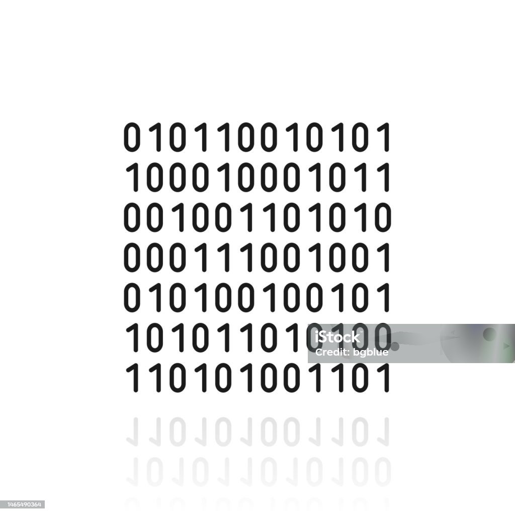 Binary Code Icon With Reflection On White Background Stock Illustration ...