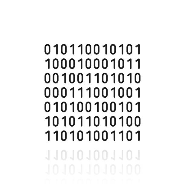 Binary code. Icon with reflection on white background Icon of "Binary code" with its reflection and isolated on a blank background. Vector Illustration (EPS file, well layered and grouped). Easy to edit, manipulate, resize or colorize. Vector and Jpeg file of different sizes. binary-code stock illustrations