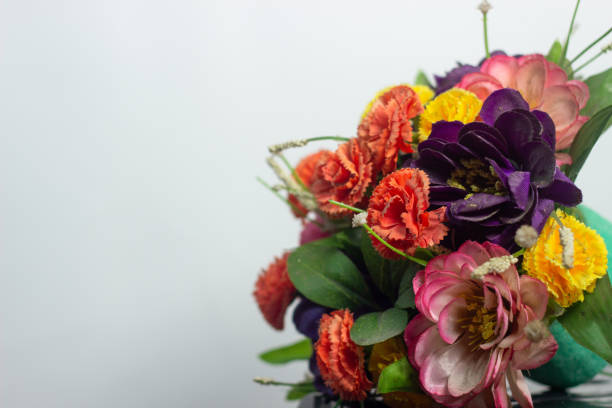 Bouquet of flowers as a background isolated on white background with copy space.