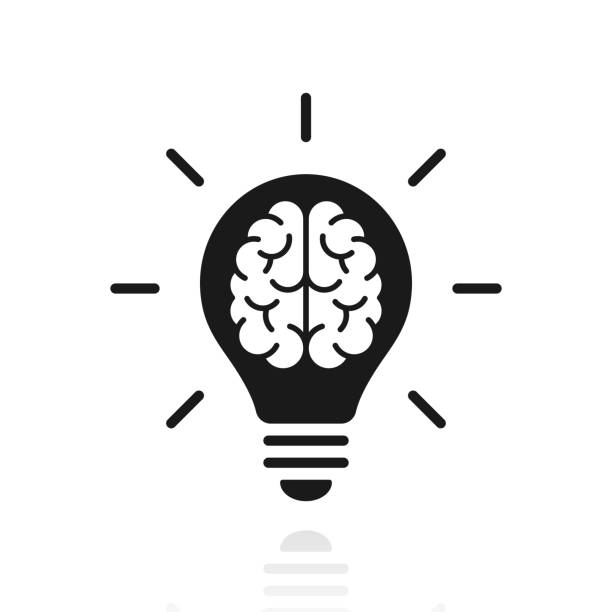 ilustrações de stock, clip art, desenhos animados e ícones de brain inside light bulb. icon with reflection on white background - clear thinking