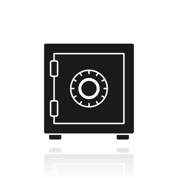 Vector illustration of Strongbox. Icon with reflection on white background