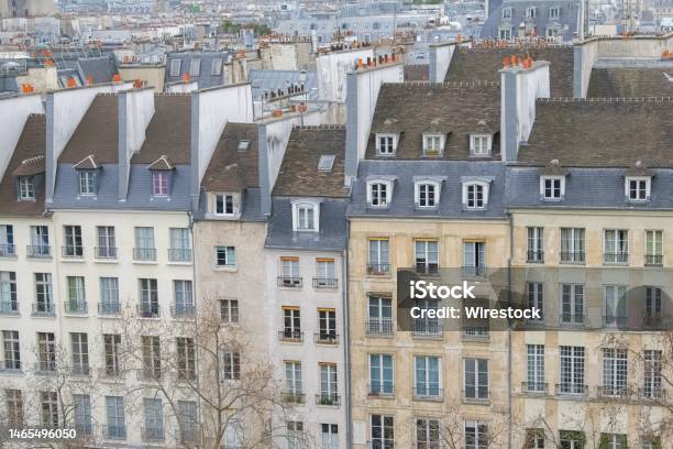 Paris Typical Buildings In The Marais Stock Photo - Download Image Now - Aerial View, Ancient, Architecture