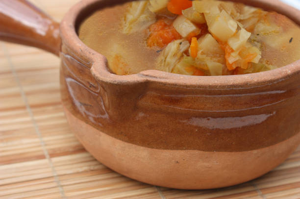 istock Portioned vegetable soup and broth ready to serve 1465496440