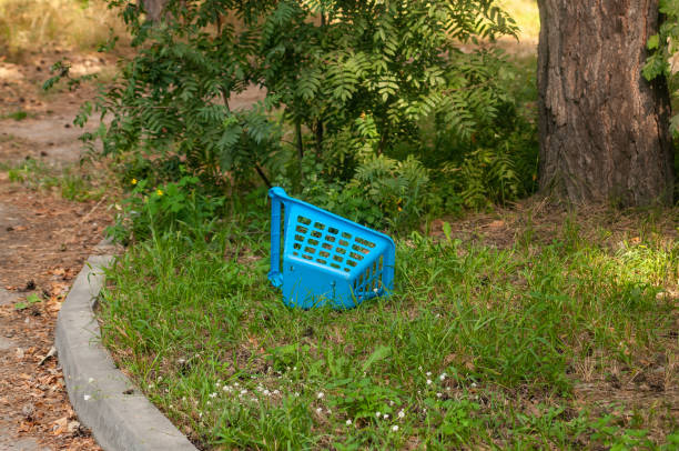 istock Children's plastic stroller in the middle of the forest 1465498589