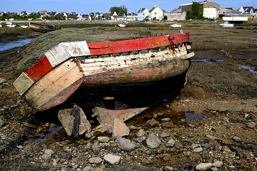 Skeleton of a wooden boat