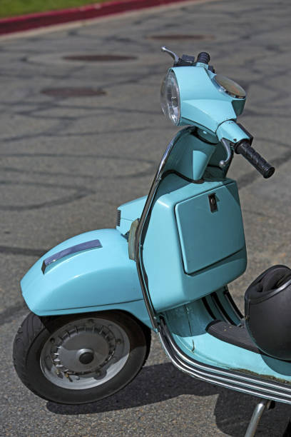 istock Light blue electric scooter parked in the parking 1465501513