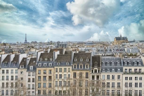 istock Paris, typical buildings in the Marais, aerial view 1465501565