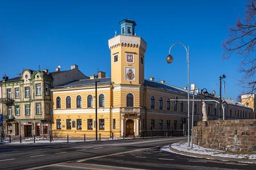 The historic architecture of the city of Radmsko in central Poland.