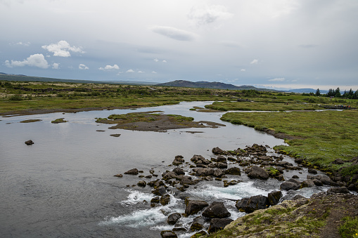 A beautiful landscape in the Thingvellir National Park in Iceland
