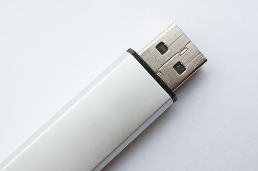 A USB flash drive isolated on a white background