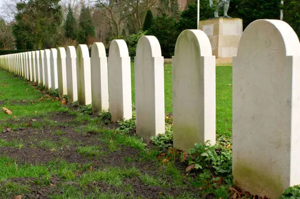 A row of graves at the graveyard