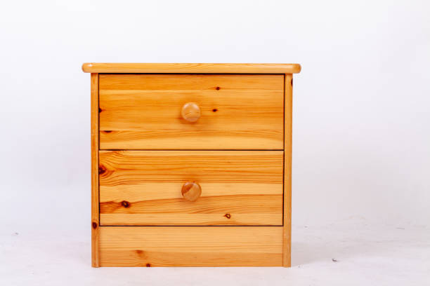 A wooden drawer isolated on a white background