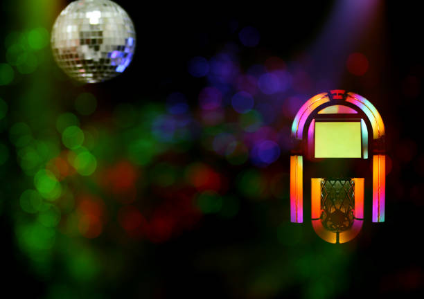istock Jukebox in the bar with a disco ball and blurred bokeh background 1465508373