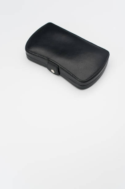 istock Black leather closed manicure set bag with copy space at the bot 1465511769