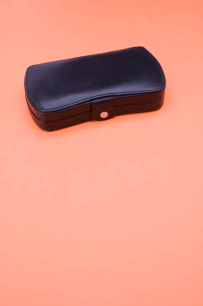 istock Black leather closed manicure set bag with copy space at the bot 1465512172