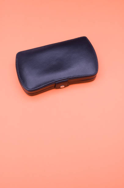 istock Black leather closed manicure set bag with copy space at the bot 1465512174