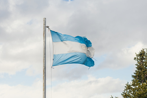 The flag of Argentina in ubication Bariloche