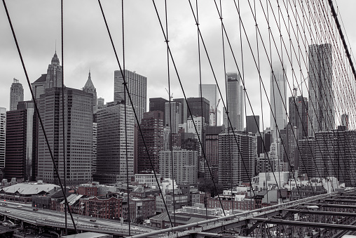 View from Brooklyn Bridge to New York City