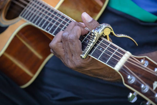 istock Man’s hand is playing guitar, focus on fingers and mediator, close up 1465516288