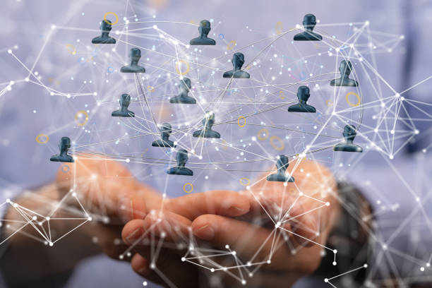istock 3D rendering of a team connection and social network symbol on a blurry background 1465516730