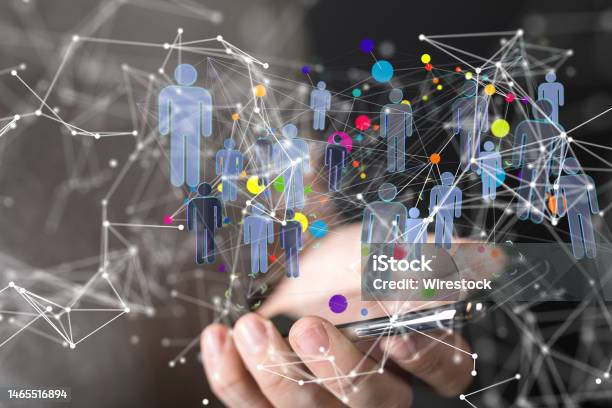 Main Net Digital Human Hand Showing Internet Net And Data Digital Concept Teamwork Stock ...