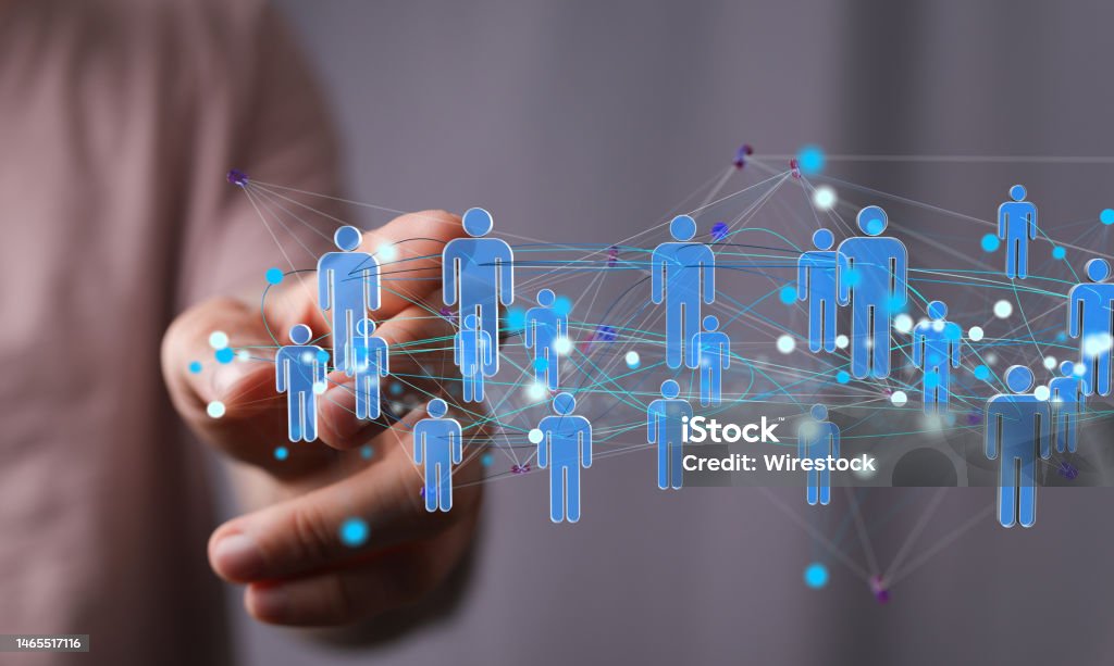 Main Net Digital Human Hand Showing Internet Net And Data Digital Concept Teamwork Stock ...