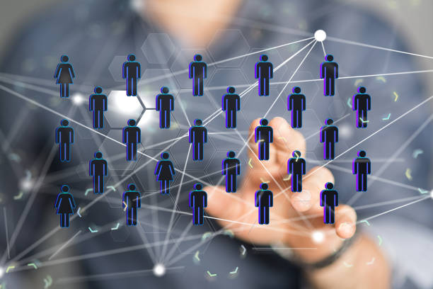 istock 3D rendering of an Abstract technology group and social network connection on a blurry background 1465517155