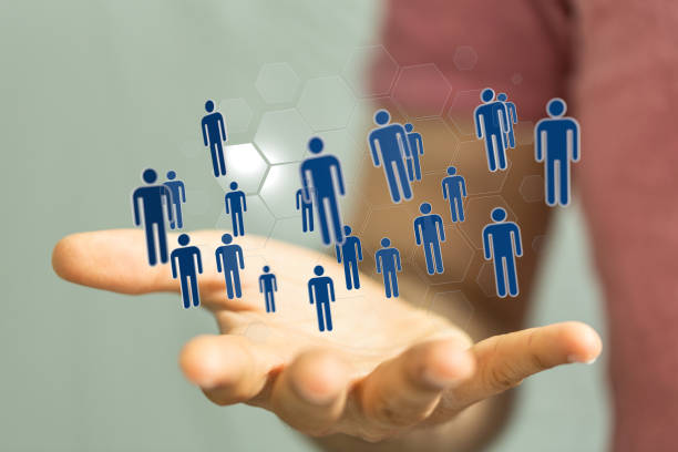 istock Rendering of an Abstract technology group and social network connection on a blurry background 1465517308