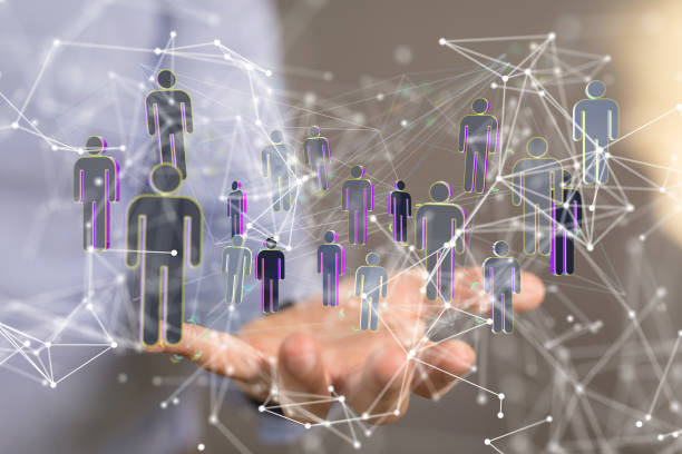 istock Close up shot of 3D render internet and data digital concept on a man's hand 1465517581